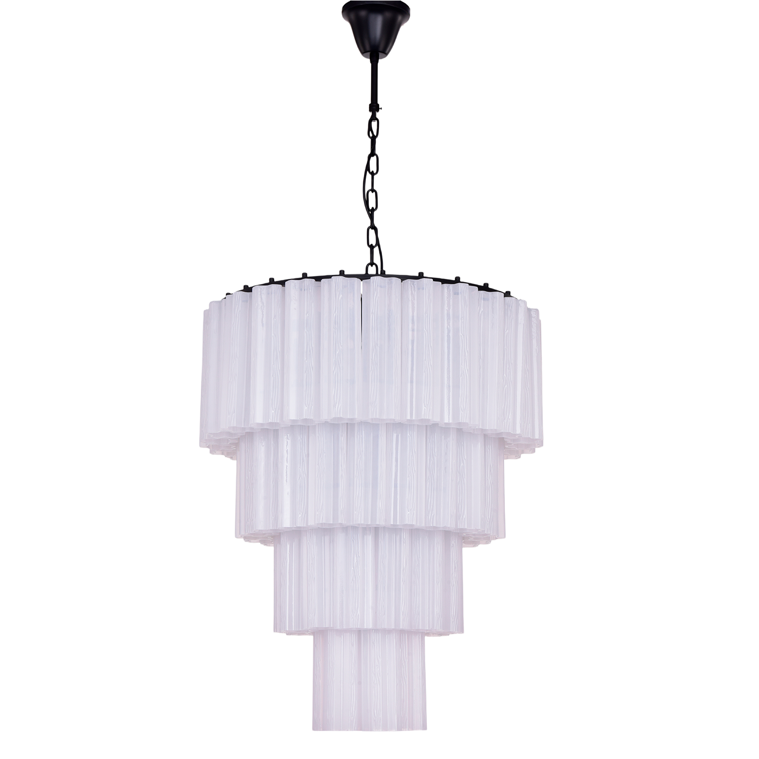 Riviera Lysekrone hvitt glass (stor)