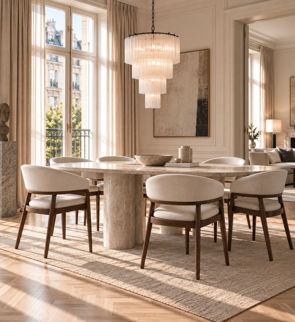 Riviera Lysekrone hvitt glass (stor)